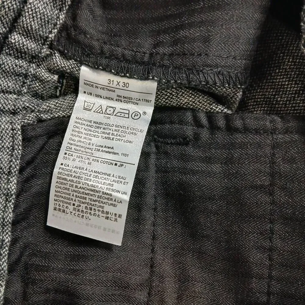 Banana republic womens 30/30  linen cotton pants gray draw string casual